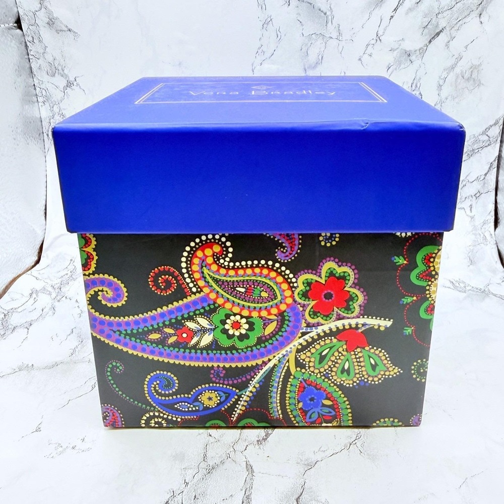 Vera Bradley Kiev Paisley Ornament Box Only Blue Lid Gift Storage Box 5 Inch